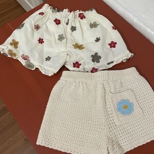 Zara kids set of 2 Floral Embroidered Shorts